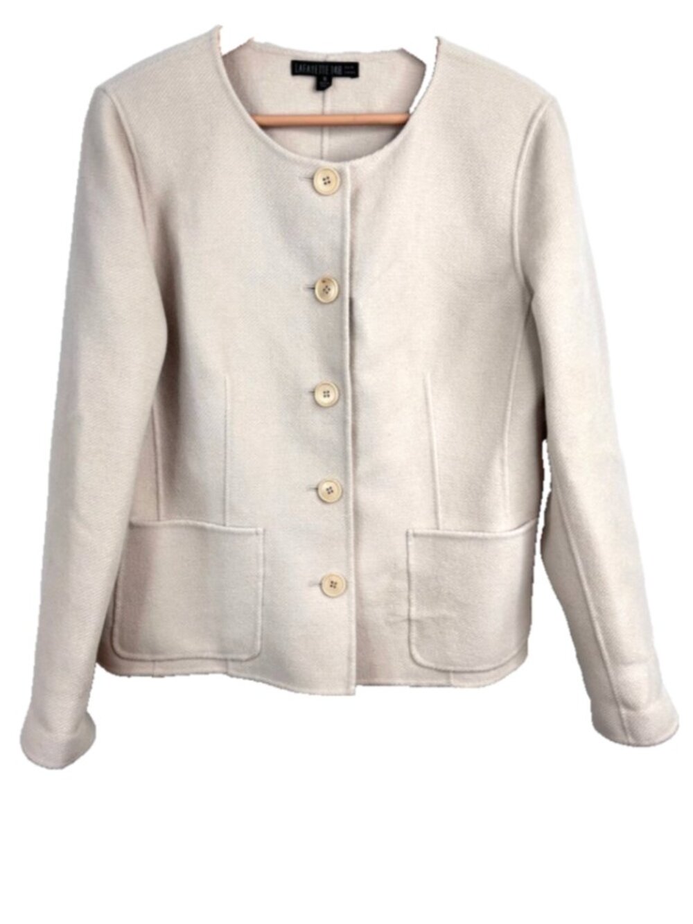 Lafayette 148 Wool Angora Cream Beige Blazer Jacket Size 16 Luxury Neutral - Picture 2 of 10